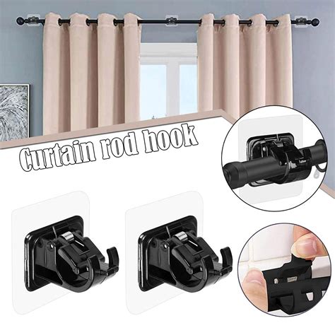 self adhesive curtain rod hangers